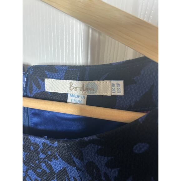 Boden Blue and Black Floral Patterned Structured Sheath Dress - Picture 4 of 5